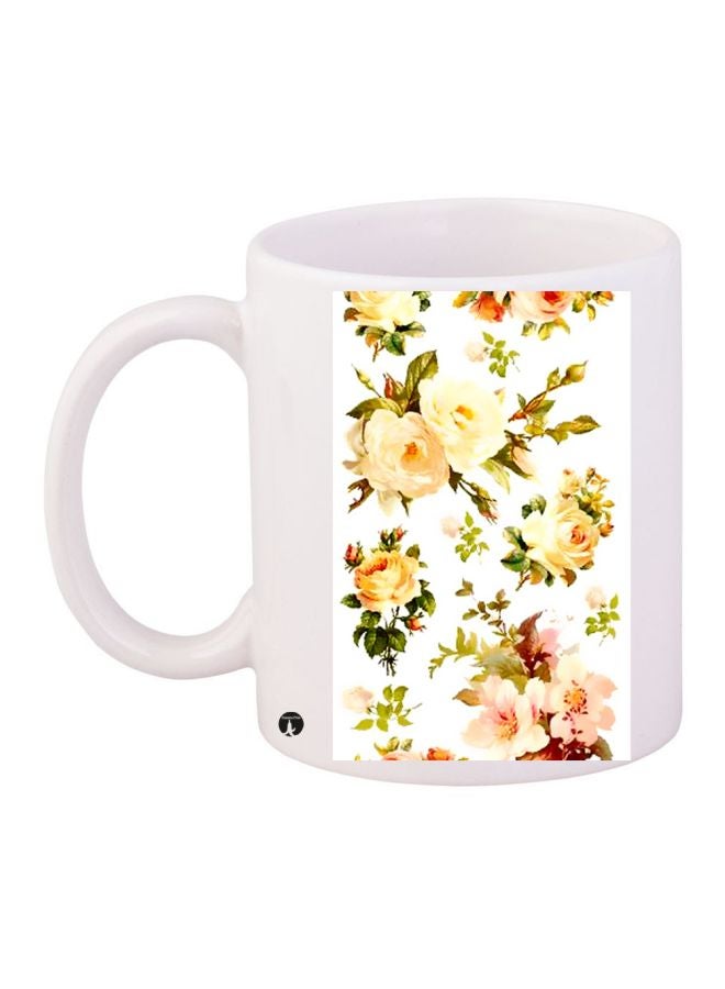 BP Rose Printed Coffee Mug White/Beige/Green