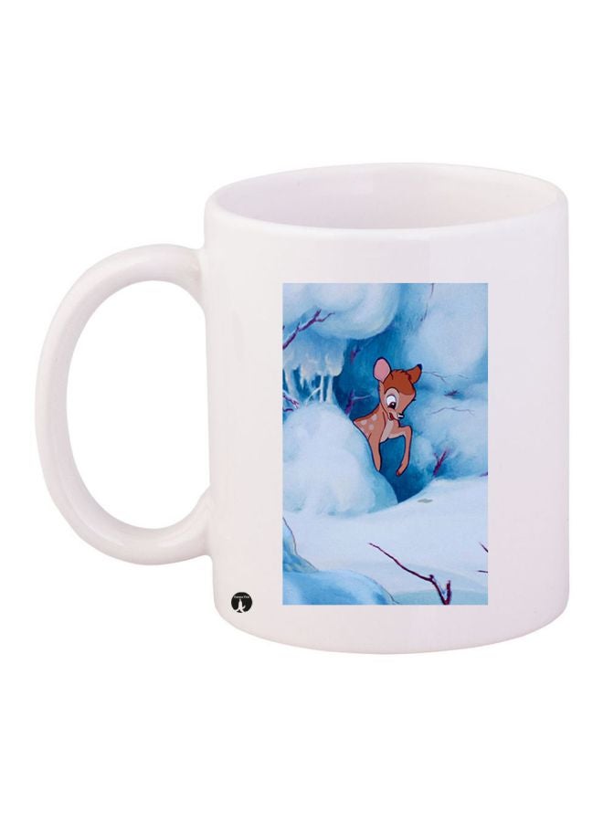 Deer Printed Coffee Mug White/Blue/Brown