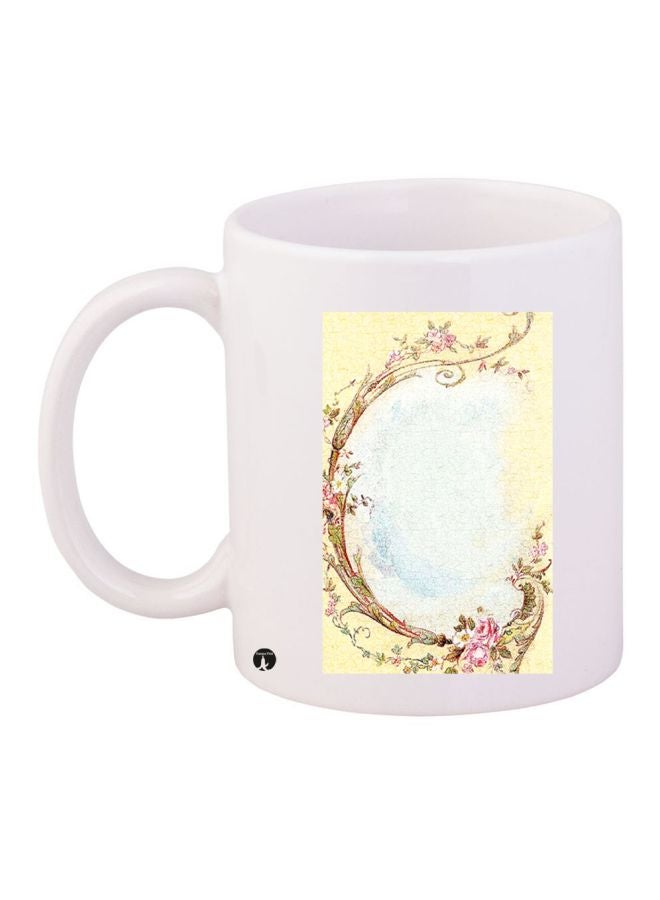 قدح قهوة مطبوع بني/أصفر/أبيض