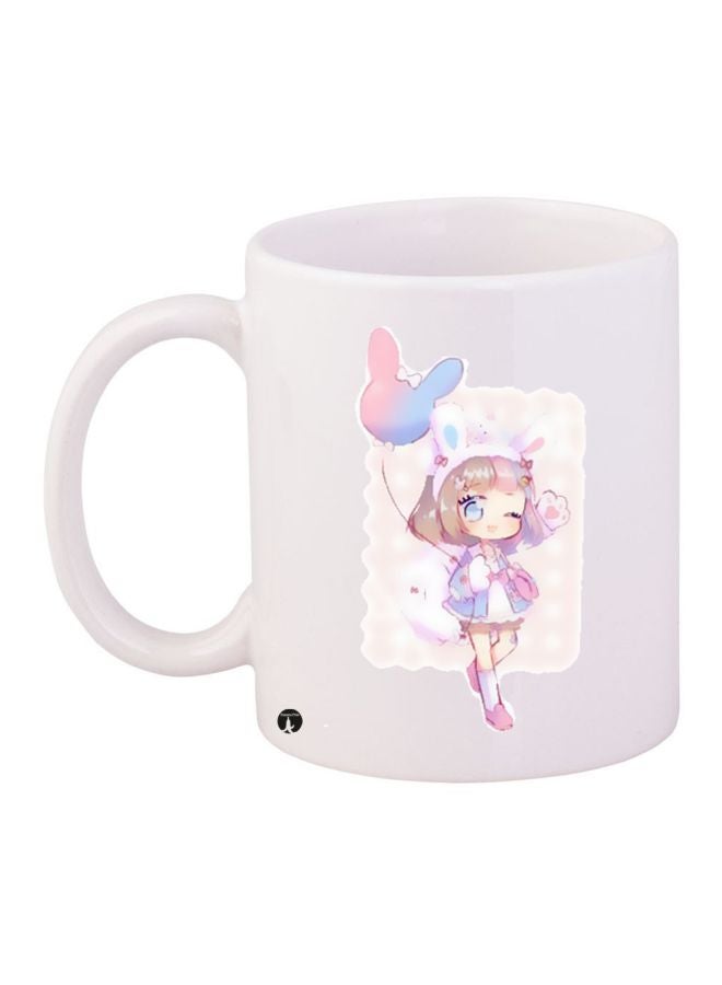 Cartoon Printed Coffee Mug White/Blue/Beige