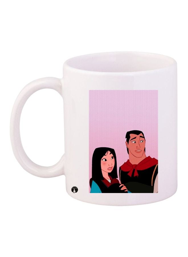 Cartoon Printed Coffee Mug White/Pink/Black
