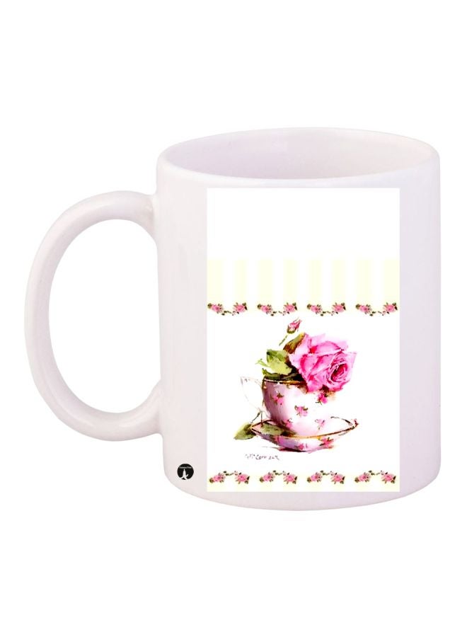 Floral Printed Coffee Mug White/Pink/Green