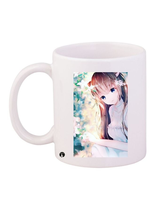 BP Anime Girl Printed Coffee Mug White/Green/Brown