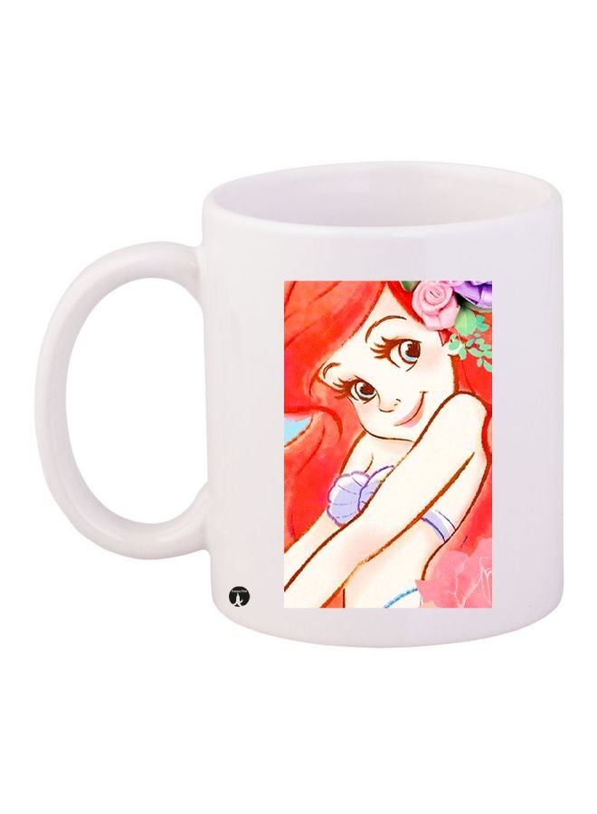 بي بي مج قهوة بطبعة رسومات كرتونية على شكل فتاة أبيض/ برتقالي/ بيج