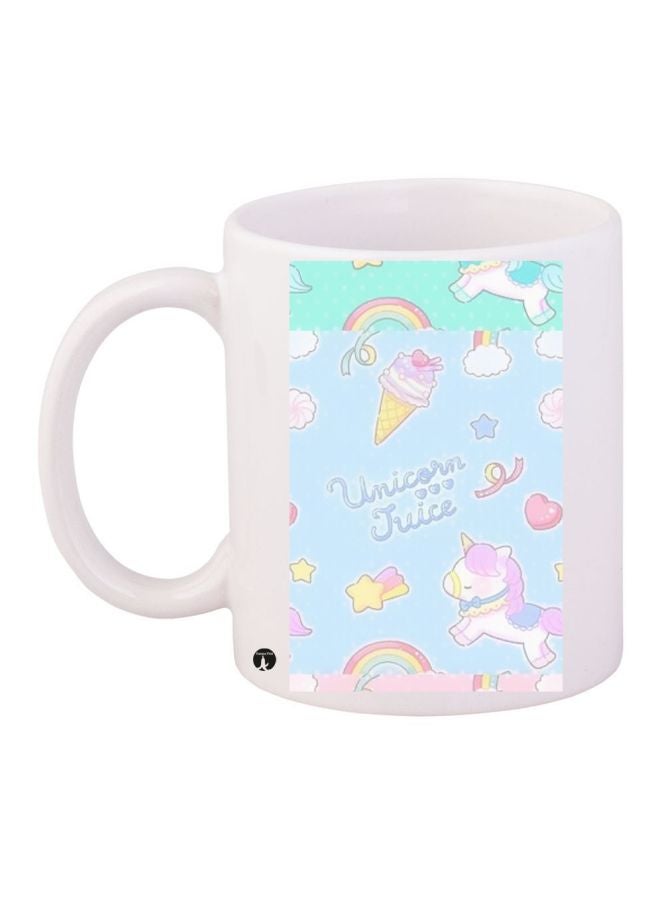 Unicorn Juice Printed Coffee Mug White/Blue/Pink