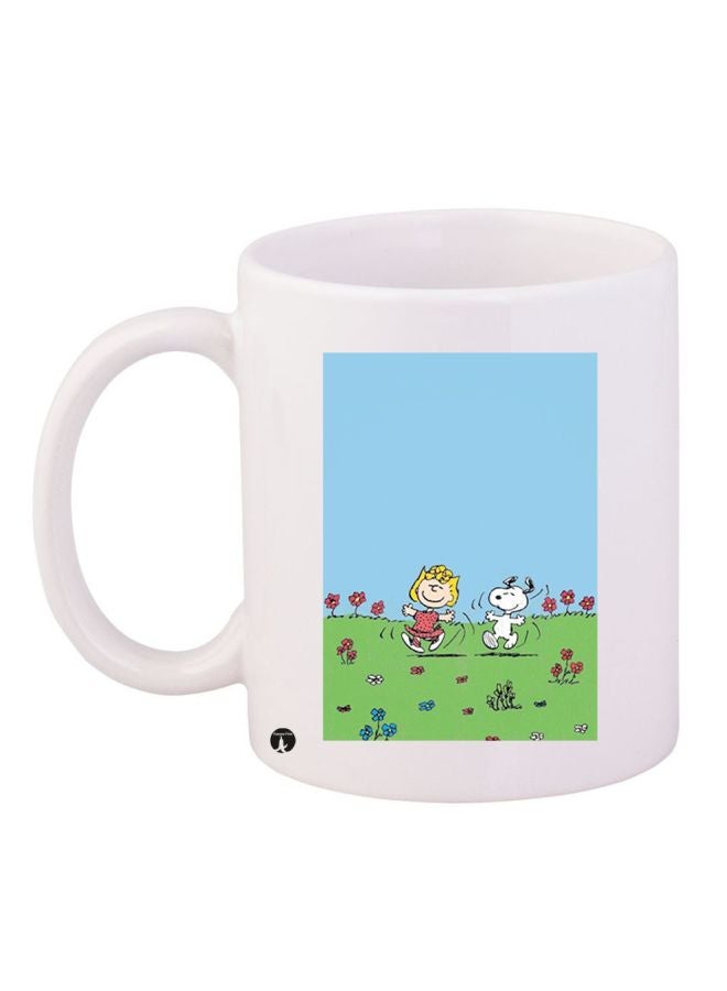 BP Snoopy Dog Printed Coffee Mug White/Blue/Green