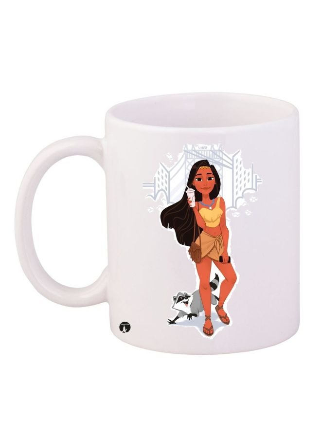 BP Cartoon Girl Printed Coffee Mug White/Beige/Black