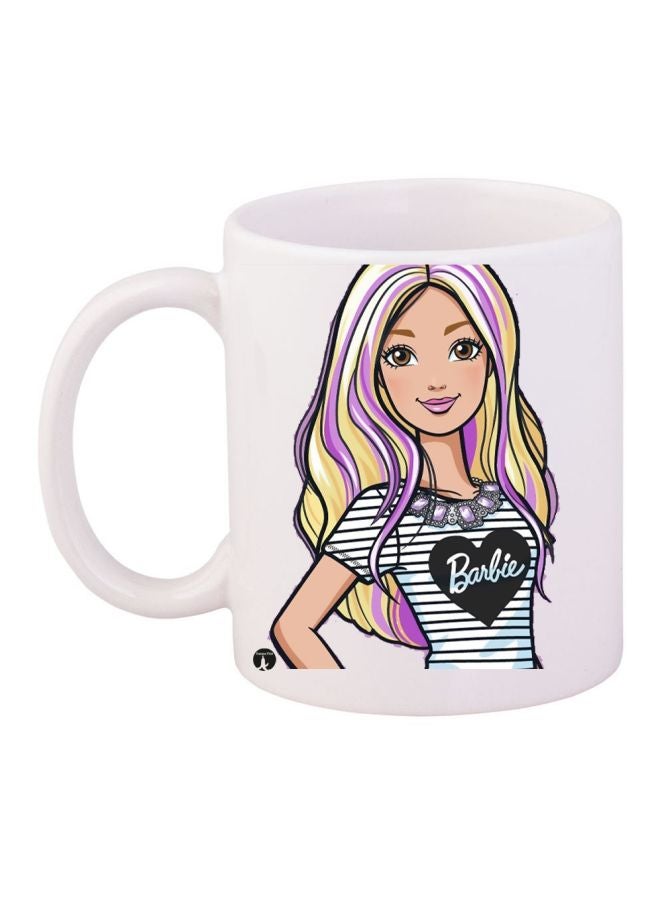 BP Barbie Printed Coffee Mug White/Beige/Yellow