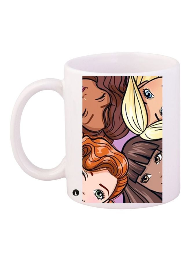 مج قهوة بطبعة الدمية باربي أبيض/بني/ بيج