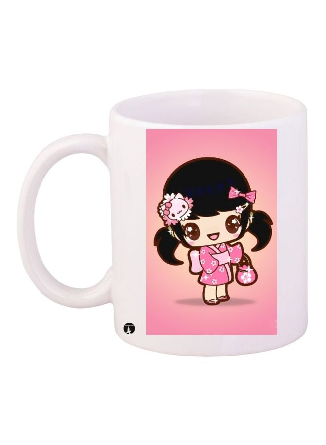 BP Cartoon Printed Coffee Mug White/Pink/Black