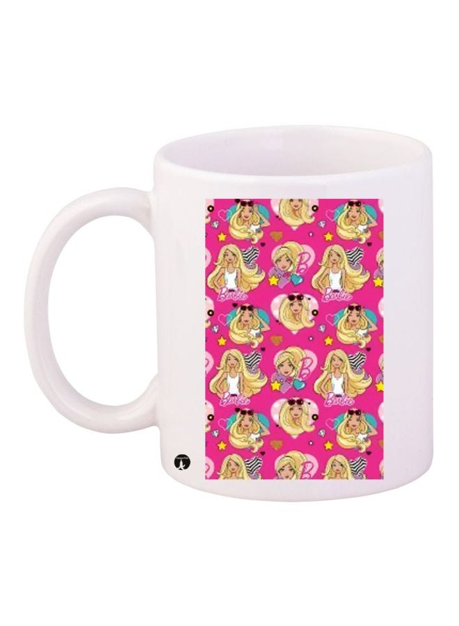 BP Barbie Printed Coffee Mug White/Pink/Yellow