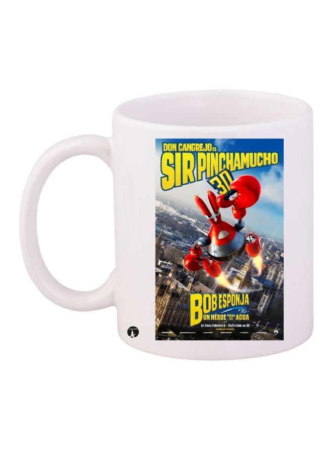 BP Cartoon Printed Coffee Mug White/Red/Yellow