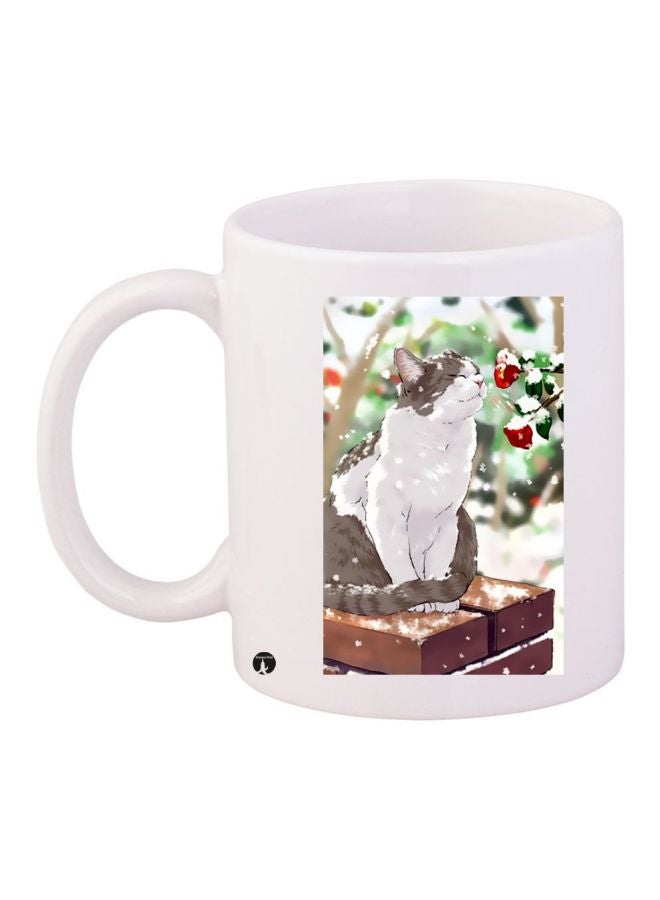 BP Cat Printed Coffee Mug White/Green/Brown