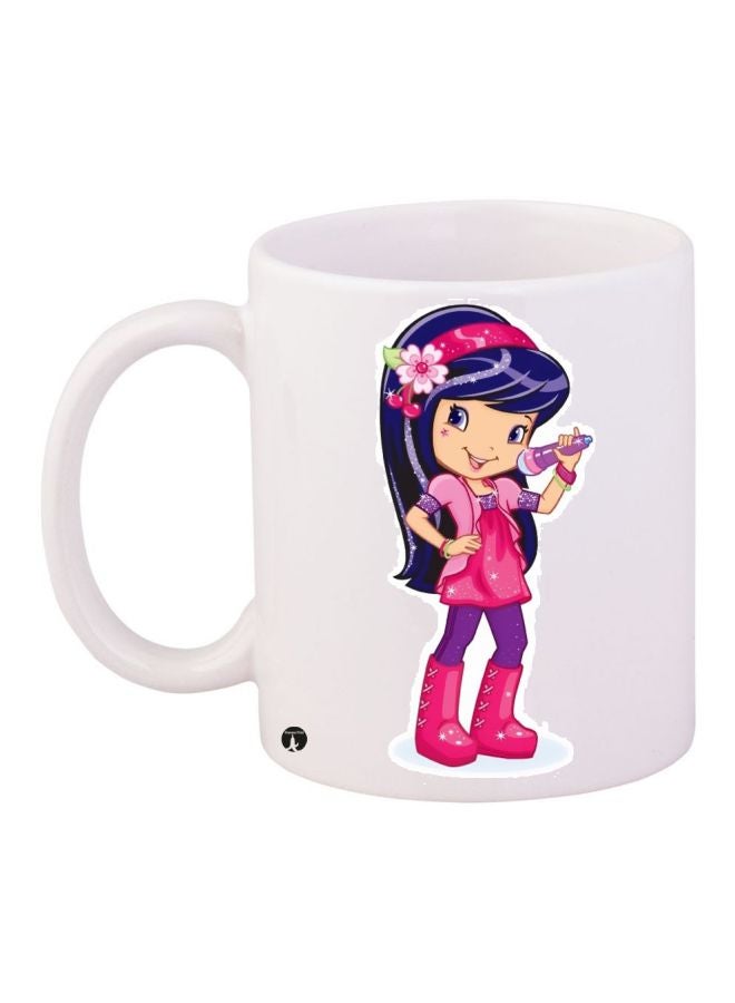 BP Cartoon Girl Printed Coffee Mug White/Pink/Blue