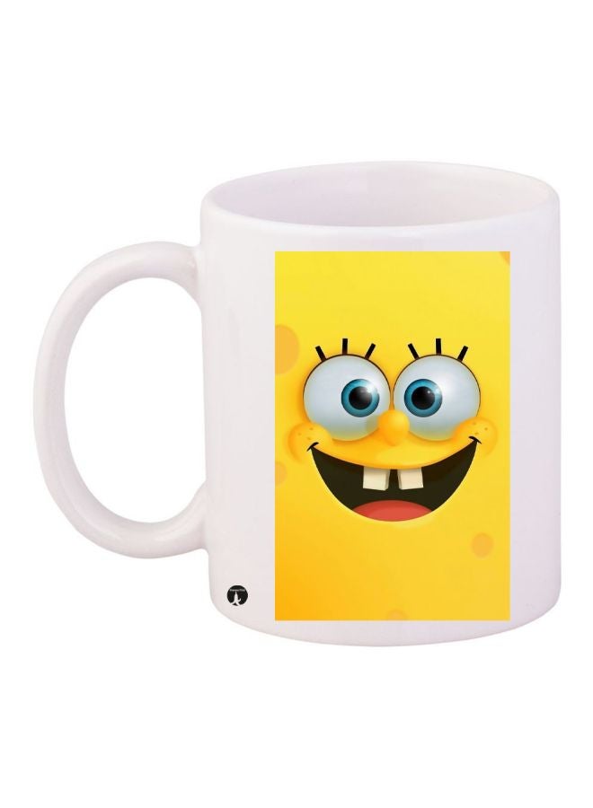 مج قهوة بطبعة سبونج بوب أبيض/أصفر/أسود