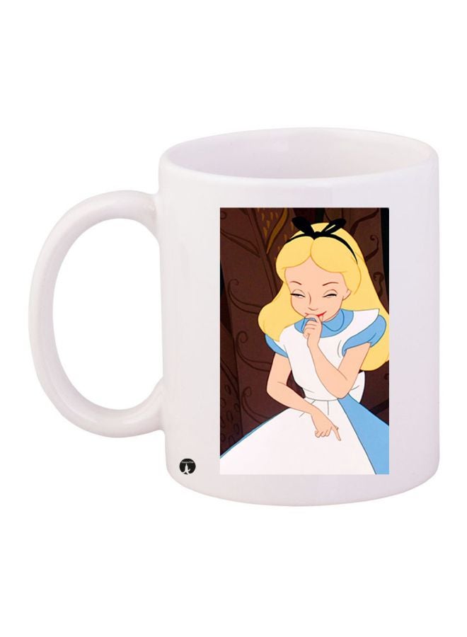 BP Cartoon Girl Printed Coffee Mug White/Yellow/Blue