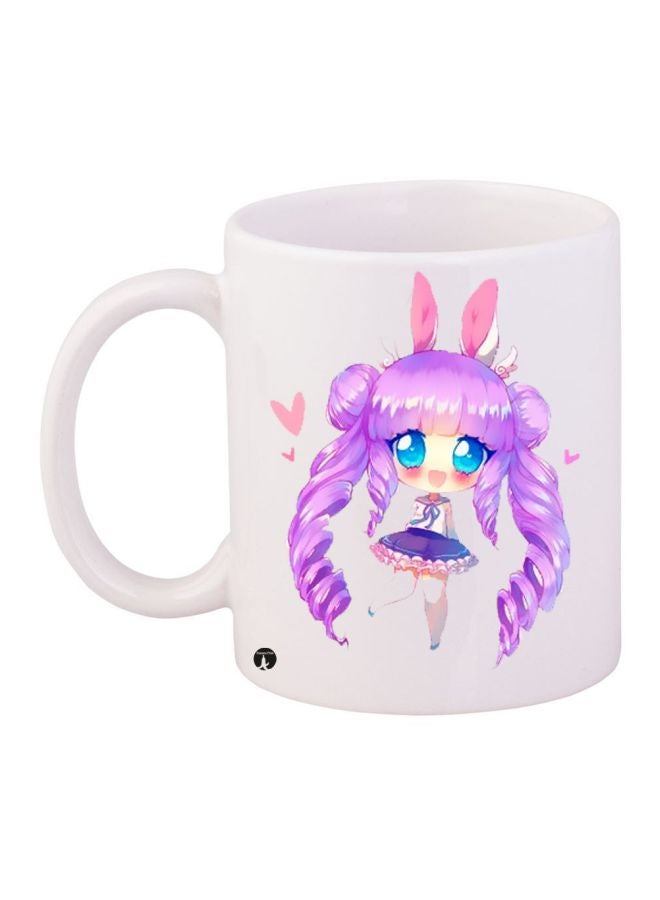Anime Girl Printed Coffee Mug White/Purple/Pink