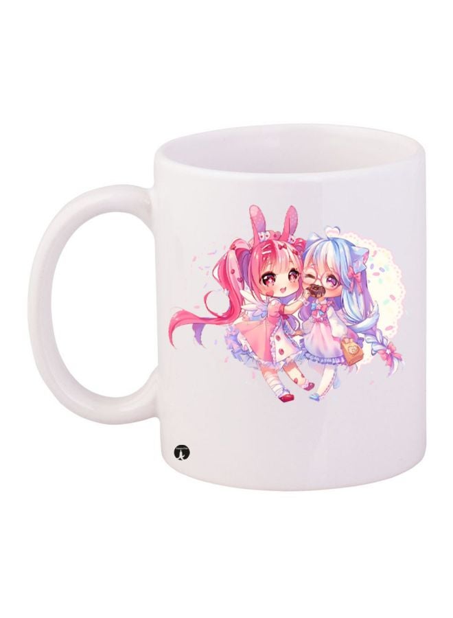 BP Anime Girl Printed Coffee Mug White/Pink/Purple