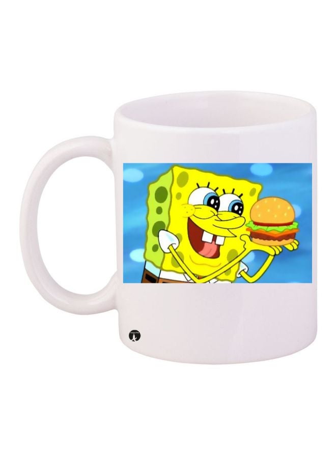بي بي مج قهوة بطبعة من الرسومات الكرتونية "SpongeBob SquarePants" أبيض/أصفر/أزرق