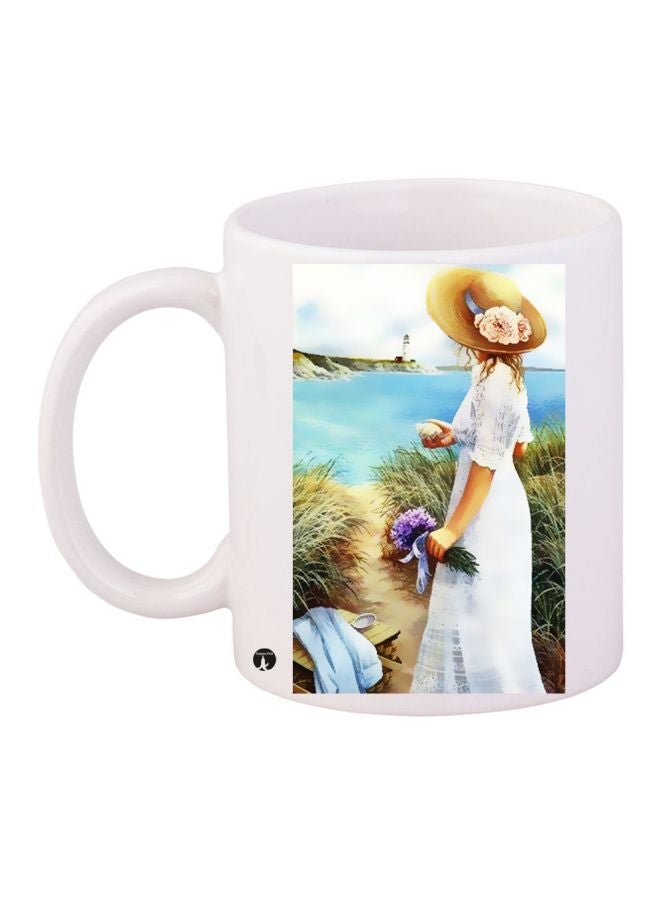 BP Girl Printed Coffee Mug White/Blue/Beige