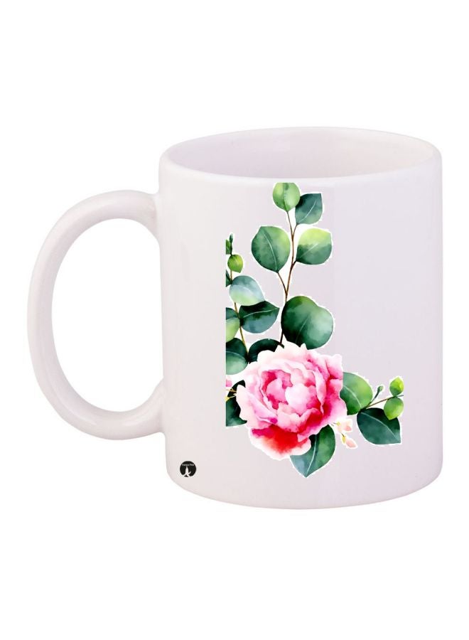 BP Rose Printed Coffee Mug White/Green/Pink