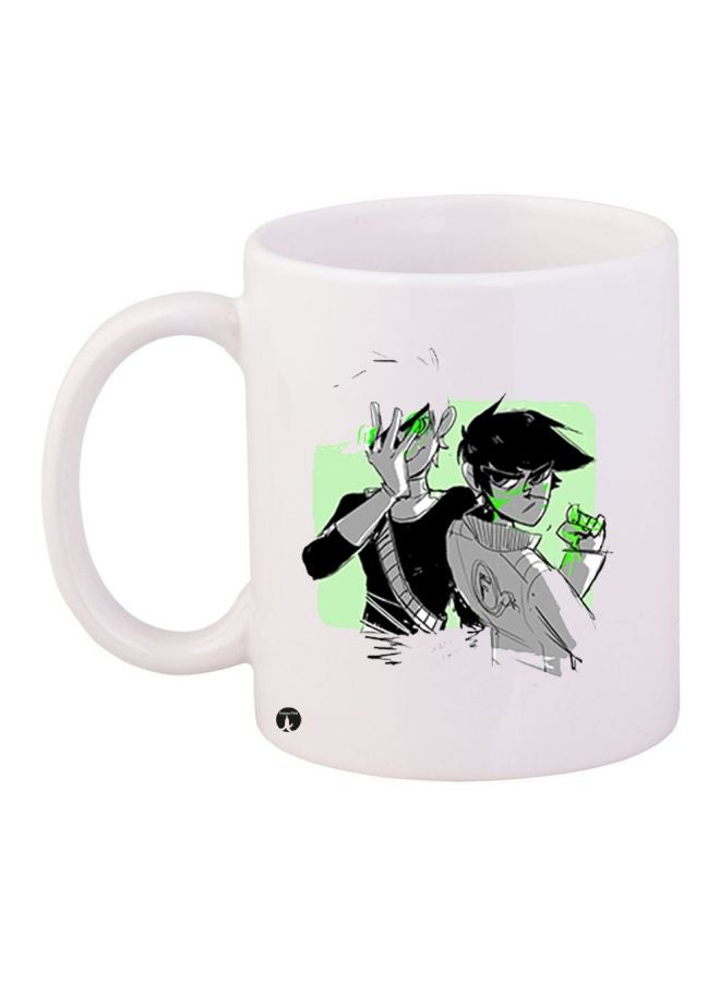 Cartoon Printed Coffee Mug White/Black/Green