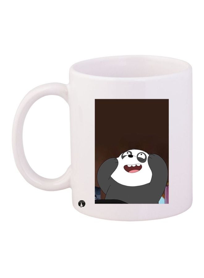Cartoon Bear Printed Coffee Mug White/Brown/Grey
