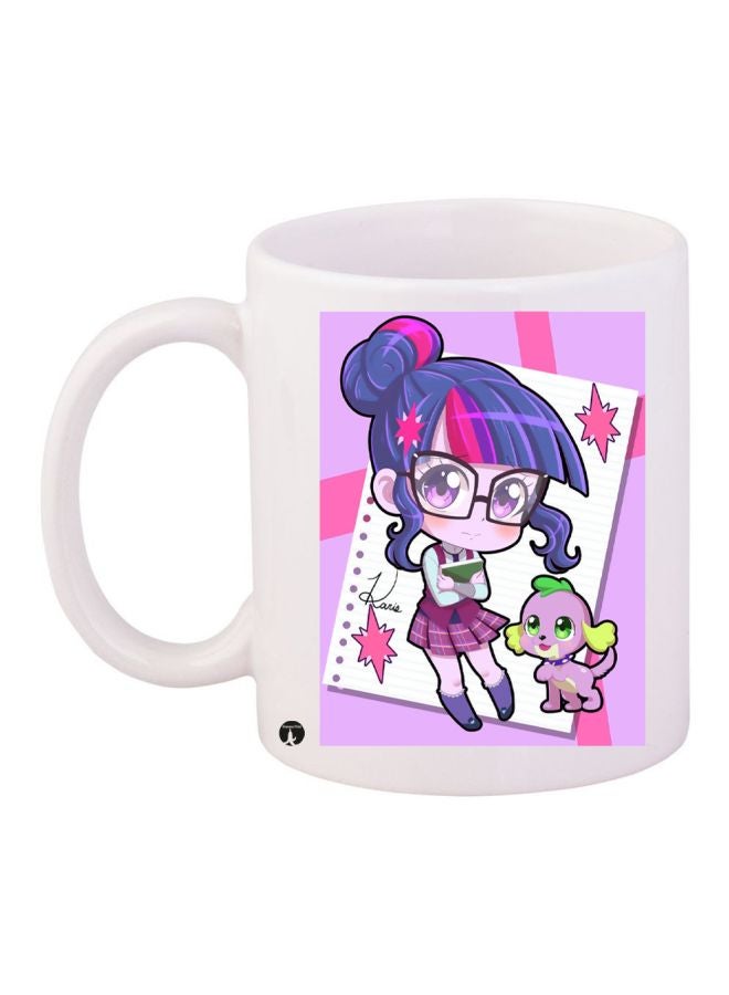 BP Anime Girl Printed Coffee Mug White/Pink/Purple