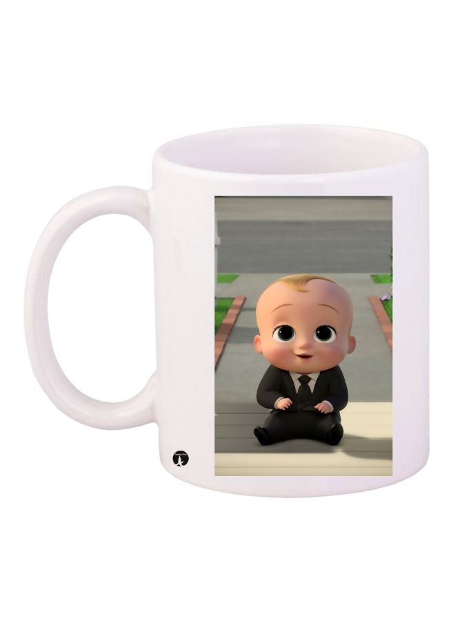 BP Cartoon Printed Coffee Mug White/Beige/Black