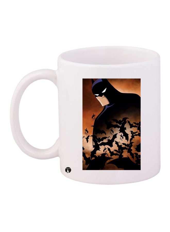 بي بي قدح قهوة مطبوع بتصميم شعار Batman أبيض / أسود / بني