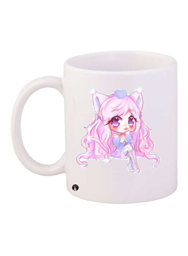 BP Anime Girl Printed Coffee Mug White/Pink