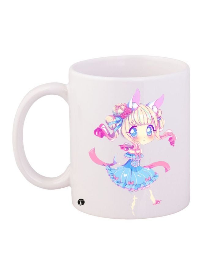 بي بي مج قهوة بطبعة رسومات كرتونية على شكل فتاة أبيض/أزرق/وردي