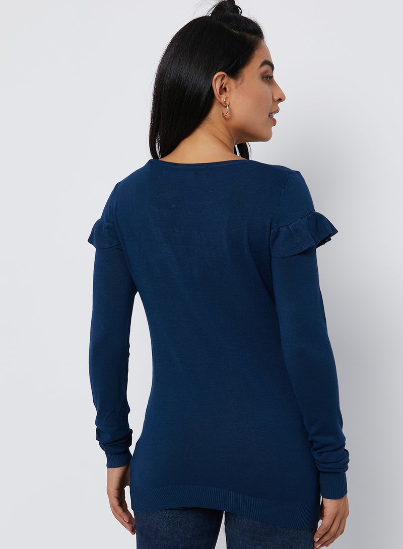 Frill Detail Pullover Blue Wing Teal - v1605875028/N41894532V_2