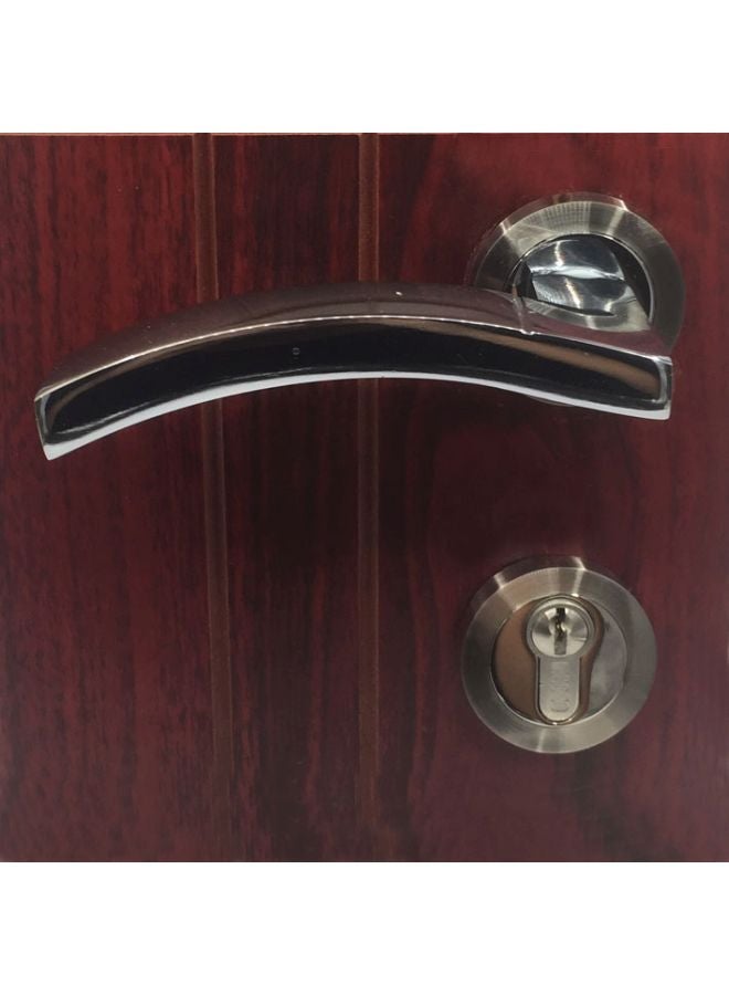 2-Piece Door Handle With Keyhole Silver 7x6x2inch - Image 2