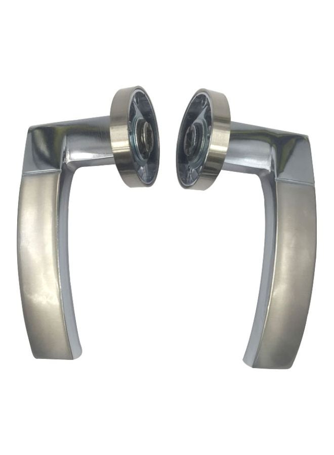 2-Piece Door Handle With Keyhole Silver 7x6x2inch - Image 1