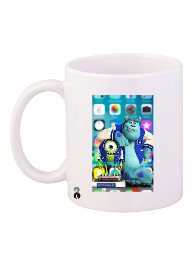 BP Cartoon Printed Coffee Mug White/Blue/Green