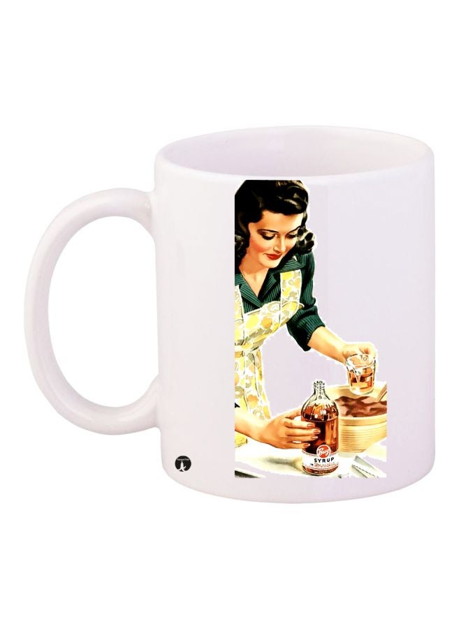 BP Girl Printed Coffee Mug White/Yellow/Green