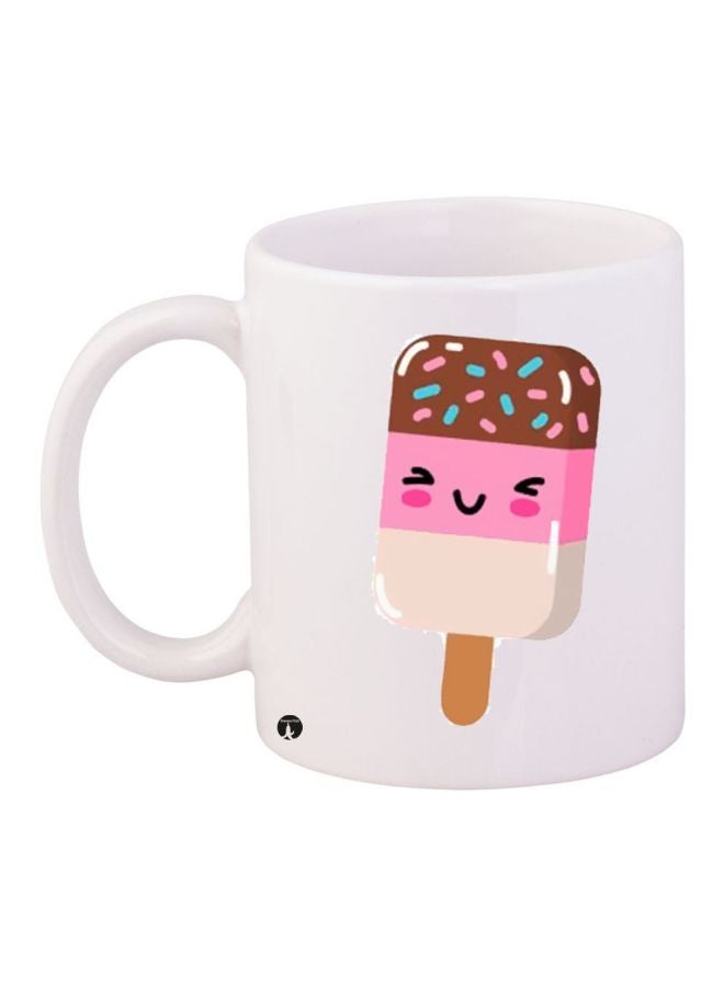 BP Ice Cream Printed Coffee Mug White/Brown/Pink