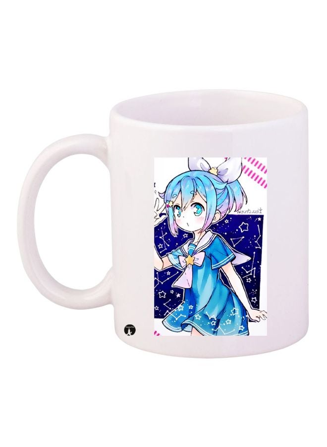 BP Anime Printed Coffee Mug White/Blue/Beige