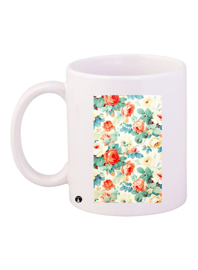 BP Flowers Printed Coffee Mug White/Beige/Orange