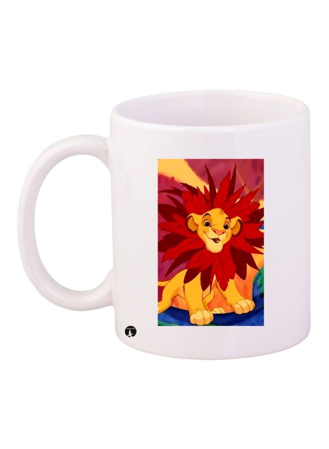 BP Simba Lion Printed Coffee Mug White/Yellow/Blue