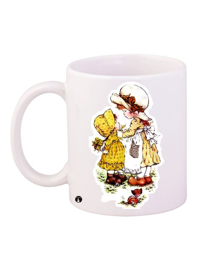 BP Girl Printed Coffee Mug White/Yellow/Brown