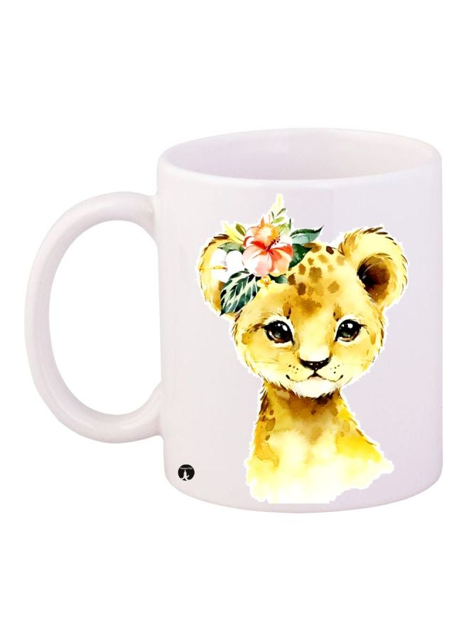 مج قهوة مطبوع عليه صورة شبل أبيض/أصفر/أخضر