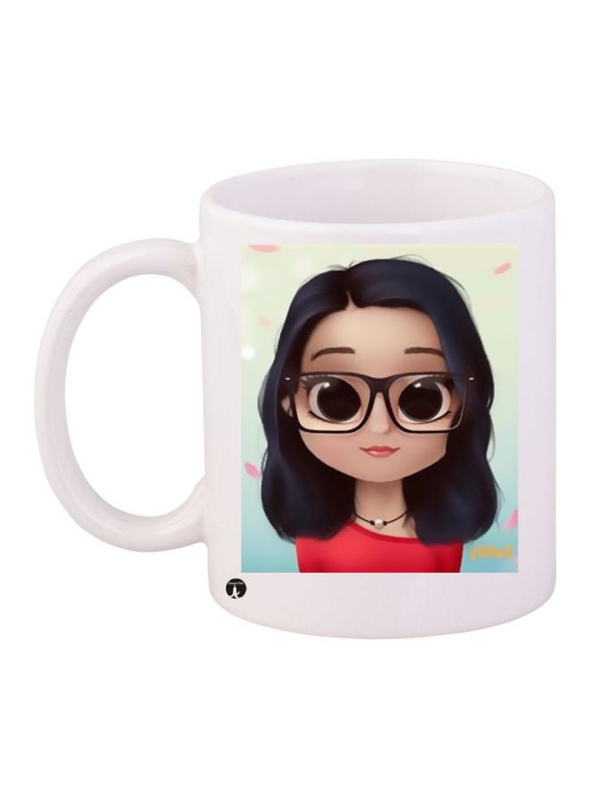 مج قهوة بطبعة شخصية كارتونية أبيض/أسود/بيج