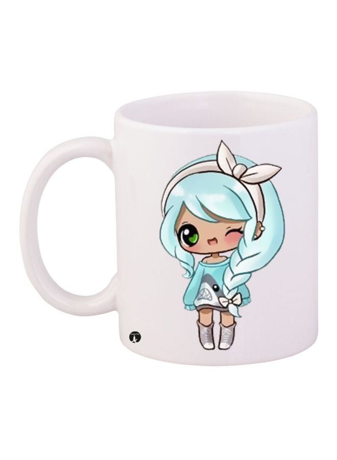 Anime Printed Coffee Mug White/Blue/Grey