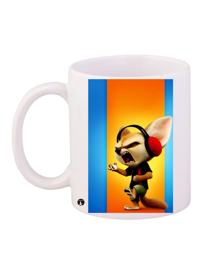 BP Cartoon Printed Coffee Mug White/Orange/Blue