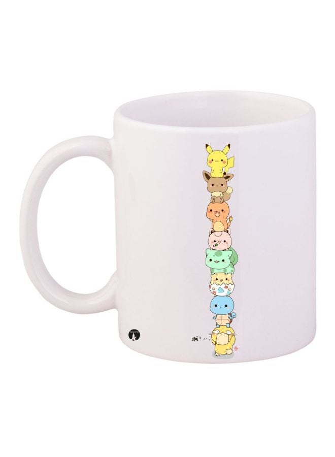 BP Pokemon Printed Coffee Mug White/Yellow/Brown