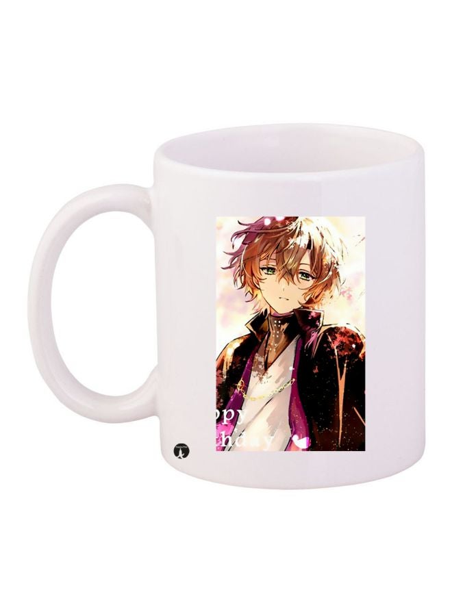 BP Anime Boy Printed Coffee Mug White/Purple/Brown
