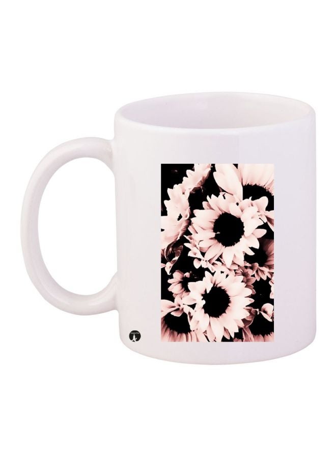Flower Printed Coffee Mug White/Black