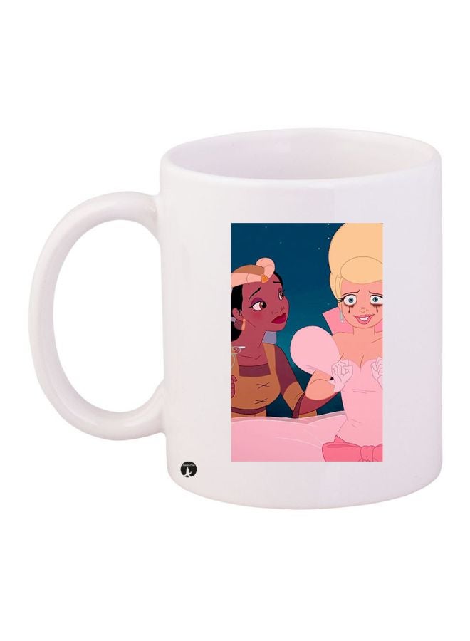 BP Cartoon Girls Printed Coffee Mug White/Pink/Blue